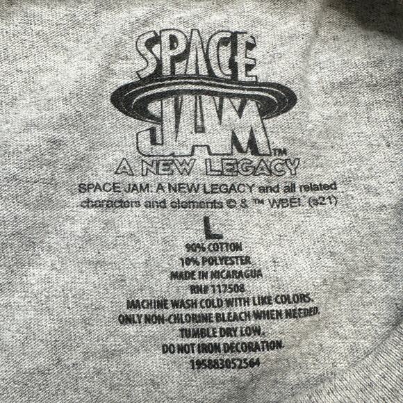 Space Jam Tune Squad Gray T-Shirt Crew Neck Short Sleeve Y2K Cartoon Large - Picture 3 of 5